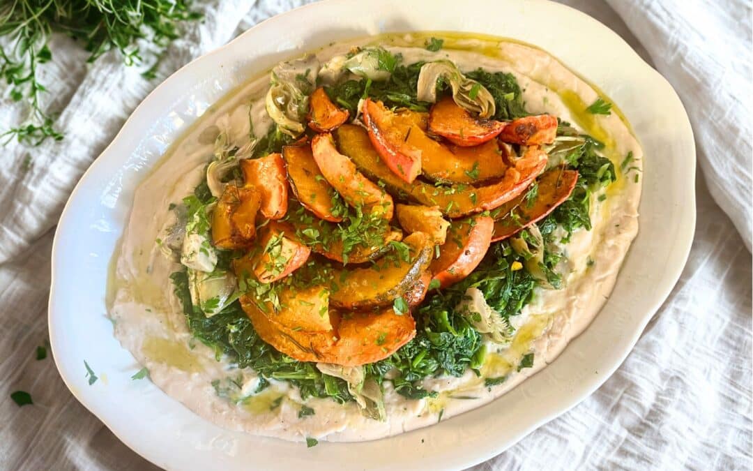 Ofengemüse auf Rosmarin-Bohnencreme